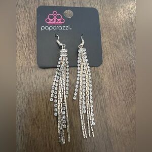 Paparazzi Gold Tone and Clear Rhinestone Tassel Earrings NWT